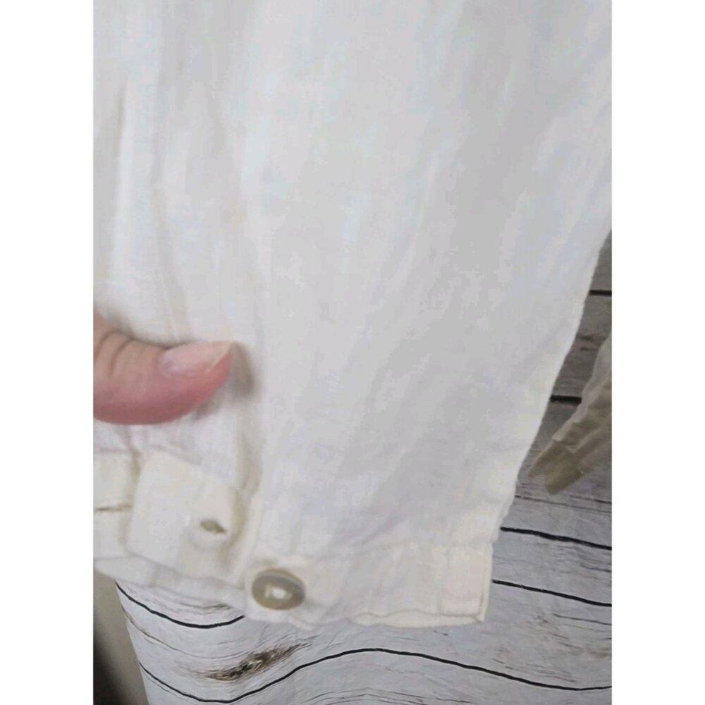 Cut Loose White Ivory 100% Linen Tunic Top M Button Front Coastal - Picture 5 of 9